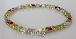 9ct Gold Bracelet 9ct Gold Amethyst Peridot Citrine Garnet Topaz Link Bracelet
