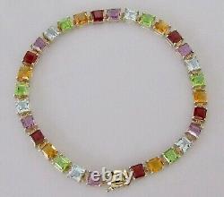9ct Gold Bracelet 9ct Gold Amethyst Peridot Citrine Garnet Topaz Link Bracelet