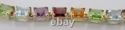 9ct Gold Bracelet 9ct Gold Amethyst Peridot Citrine Garnet Topaz Link Bracelet