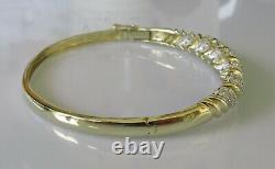 9ct Gold Bracelet 9ct Yellow Gold Diamond Hinged Swirl Bangle Bracelet (9.6g)