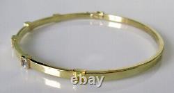 9ct Gold Bracelet 9ct Yellow Gold Multi Cubic Zirconia Hinged Bangle Bracelet
