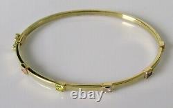 9ct Gold Bracelet 9ct Yellow Gold Multi Cubic Zirconia Hinged Bangle Bracelet