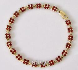 9ct Gold Bracelet 9ct Yellow Gold Multi Garnet Link Bracelet