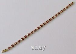 9ct Gold Bracelet 9ct Yellow Gold Multi Garnet Link Bracelet