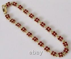 9ct Gold Bracelet 9ct Yellow Gold Multi Garnet Link Bracelet