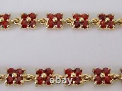 9ct Gold Bracelet 9ct Yellow Gold Multi Garnet Link Bracelet