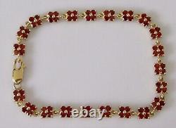 9ct Gold Bracelet 9ct Yellow Gold Multi Garnet Link Bracelet