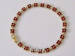 9ct Gold Bracelet 9ct Yellow Gold Multi Garnet Link Bracelet