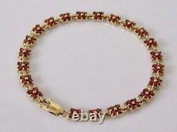 9ct Gold Bracelet 9ct Yellow Gold Multi Garnet Link Bracelet