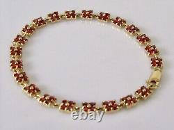 9ct Gold Bracelet 9ct Yellow Gold Multi Garnet Link Bracelet