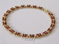 9ct Gold Bracelet 9ct Yellow Gold Multi Garnet Link Bracelet