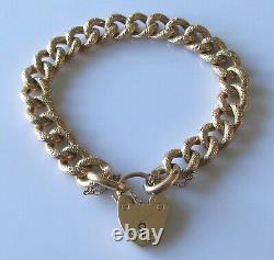9ct Gold Bracelet 9ct Yellow Gold'Night & Day' Curb Bracelet & Heart Padlock