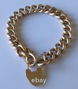 9ct Gold Bracelet 9ct Yellow Gold'Night & Day' Curb Bracelet & Heart Padlock