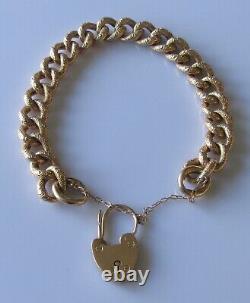 9ct Gold Bracelet 9ct Yellow Gold'Night & Day' Curb Bracelet & Heart Padlock