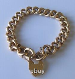 9ct Gold Bracelet 9ct Yellow Gold'Night & Day' Curb Bracelet & Heart Padlock