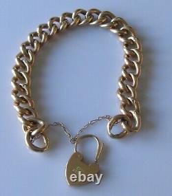 9ct Gold Bracelet 9ct Yellow Gold'Night & Day' Curb Bracelet & Heart Padlock