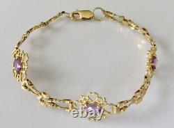 9ct Gold Bracelet 9ct Yellow Gold Oval Amethyst Link Bracelet