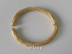9ct Gold Bracelet 9ct Yellow Gold Rope Twist Spring Hinged Bangle Bracelet