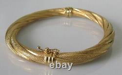 9ct Gold Bracelet 9ct Yellow Gold Rope Twist Spring Hinged Bangle Bracelet