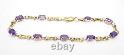 9ct Gold Bracelet Amethyst Fancy Rope Design Hallmarked 7 1/2'' gift box