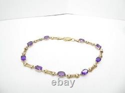9ct Gold Bracelet Amethyst Fancy Rope Design Hallmarked 7 1/2'' gift box