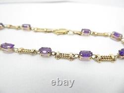 9ct Gold Bracelet Amethyst Fancy Rope Design Hallmarked 7 1/2'' gift box