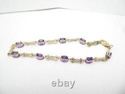 9ct Gold Bracelet Amethyst Fancy Rope Design Hallmarked 7 1/2'' gift box