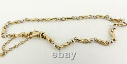 9ct Gold Bracelet Bar & Bead White & Yellow Hallmarked 19.5cm with gift box