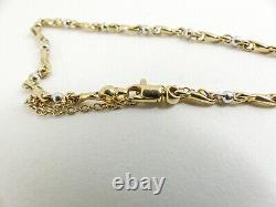 9ct Gold Bracelet Bar & Bead White & Yellow Hallmarked 19.5cm with gift box