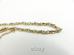 9ct Gold Bracelet Bar & Bead White & Yellow Hallmarked 19.5cm with gift box