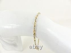 9ct Gold Bracelet Bar & Bead White & Yellow Hallmarked 19.5cm with gift box
