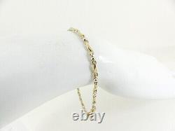 9ct Gold Bracelet Bar & Bead White & Yellow Hallmarked 19.5cm with gift box
