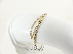 9ct Gold Bracelet Bar & Bead White & Yellow Hallmarked 19.5cm with gift box