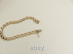 9ct Gold Bracelet Fancy Gate Link Three Colour Hallmarked 9.6 grams 8'
