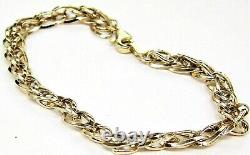 9ct Gold Bracelet Interlinked 6mm Curb Ladies 9 Carat Yellow Gold New Boxed