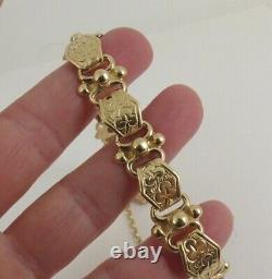 9ct Gold Bracelet Ornate Solid Link Hallmarked 7 3/4'' 28grams with Gift Box