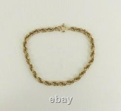 9ct Gold Bracelet Rope Solid Link Hallmarked 6.1grams 8'' with gift box