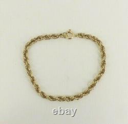 9ct Gold Bracelet Rope Solid Link Hallmarked 6.1grams 8'' with gift box