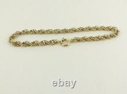 9ct Gold Bracelet Rope Solid Link Hallmarked 6.1grams 8'' with gift box