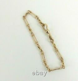 9ct Gold Bracelet Rose Rope & Bar Link Antique Victorian 7.75'' 7.4grams