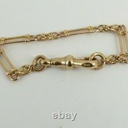 9ct Gold Bracelet Rose Rope & Bar Link Antique Victorian 7.75'' 7.4grams