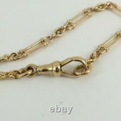 9ct Gold Bracelet Rose Rope & Bar Link Antique Victorian 7.75'' 7.4grams