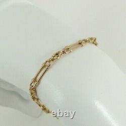 9ct Gold Bracelet Rose Rope & Bar Link Antique Victorian 7.75'' 7.4grams