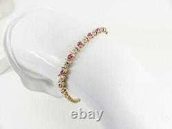 9ct Gold Bracelet Ruby & Diamond 6.5grams Hallmarked 7.25'' with gift box