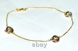 9ct Gold Bracelet Three-Tone Russian Knot Chain 7.25 2.25g HATTON GARDEN -SALE