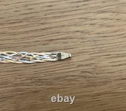 9ct Gold Bracelet White, Rose And Yellow Gold 7.5ins Hallmarked