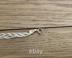 9ct Gold Bracelet White, Rose And Yellow Gold 7.5ins Hallmarked