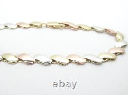 9ct Gold Bracelet Yellow White & Rose Gold Hallmarked 7 3/4'' 6.8grams gift box