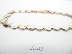 9ct Gold Bracelet Yellow White & Rose Gold Hallmarked 7 3/4'' 6.8grams gift box
