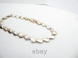 9ct Gold Bracelet Yellow White & Rose Gold Hallmarked 7 3/4'' 6.8grams gift box